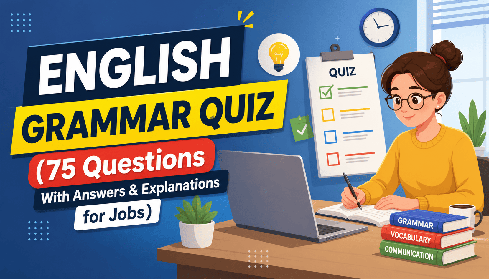 English Grammar Quiz (75 Questions With Answers & Explanations for Jobs)
