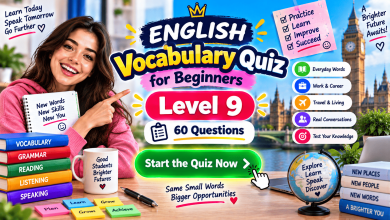 English Vocabulary Quiz for Beginners – Level 9 | 60 Questions